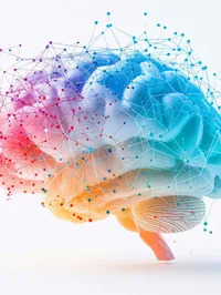 A colourful brain and connections