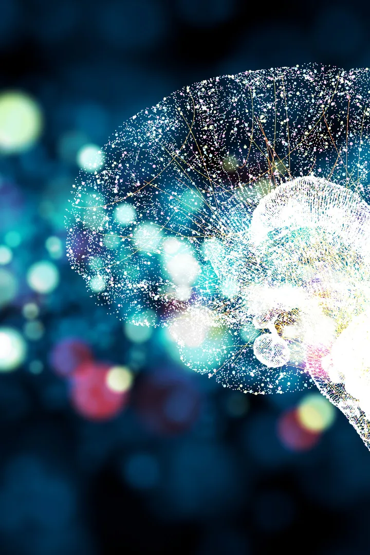 A brain made of colourful lights