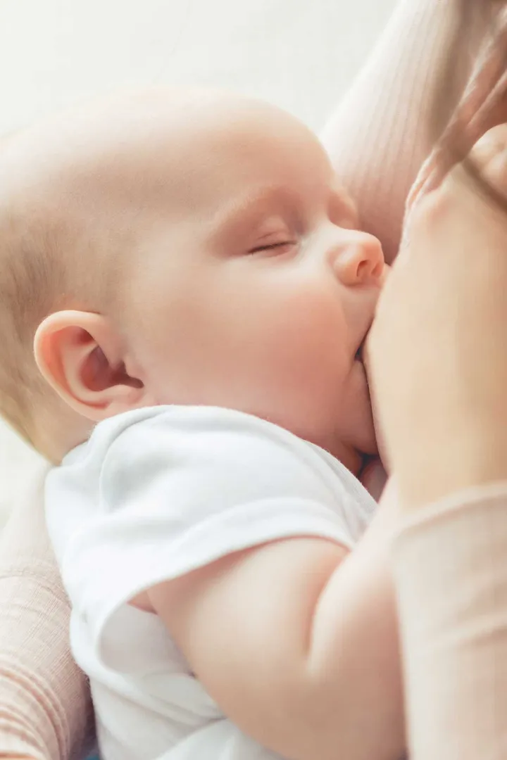 A breast feeding baby