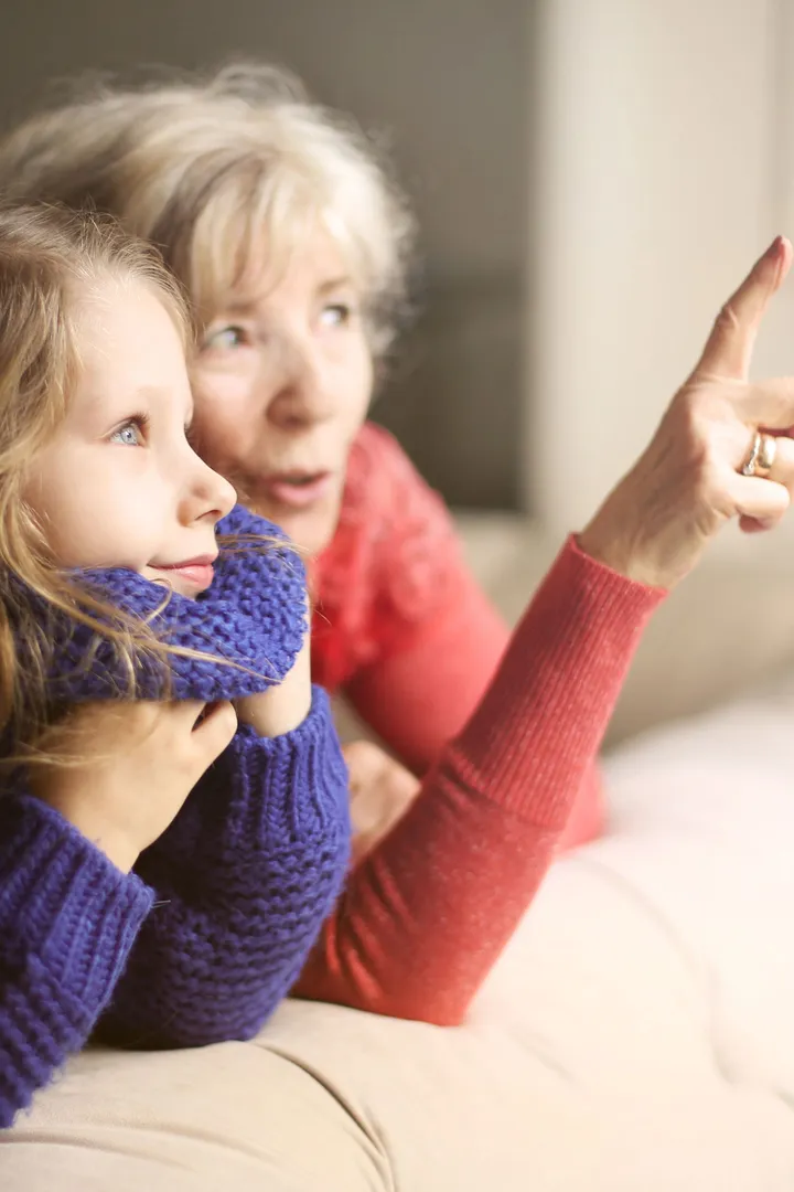 A grandmother and granddaughter