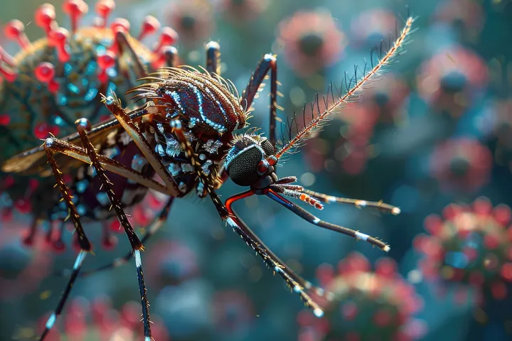 A mosquito and viruses