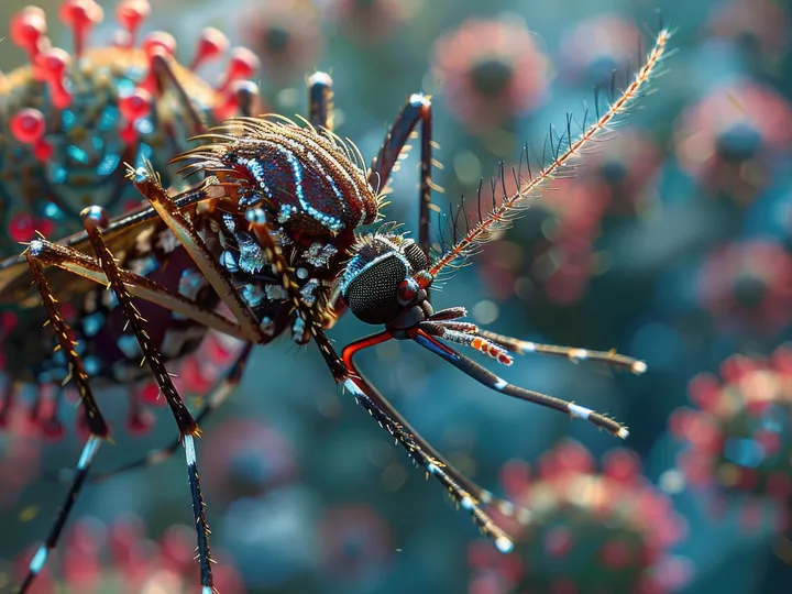 A mosquito and viruses